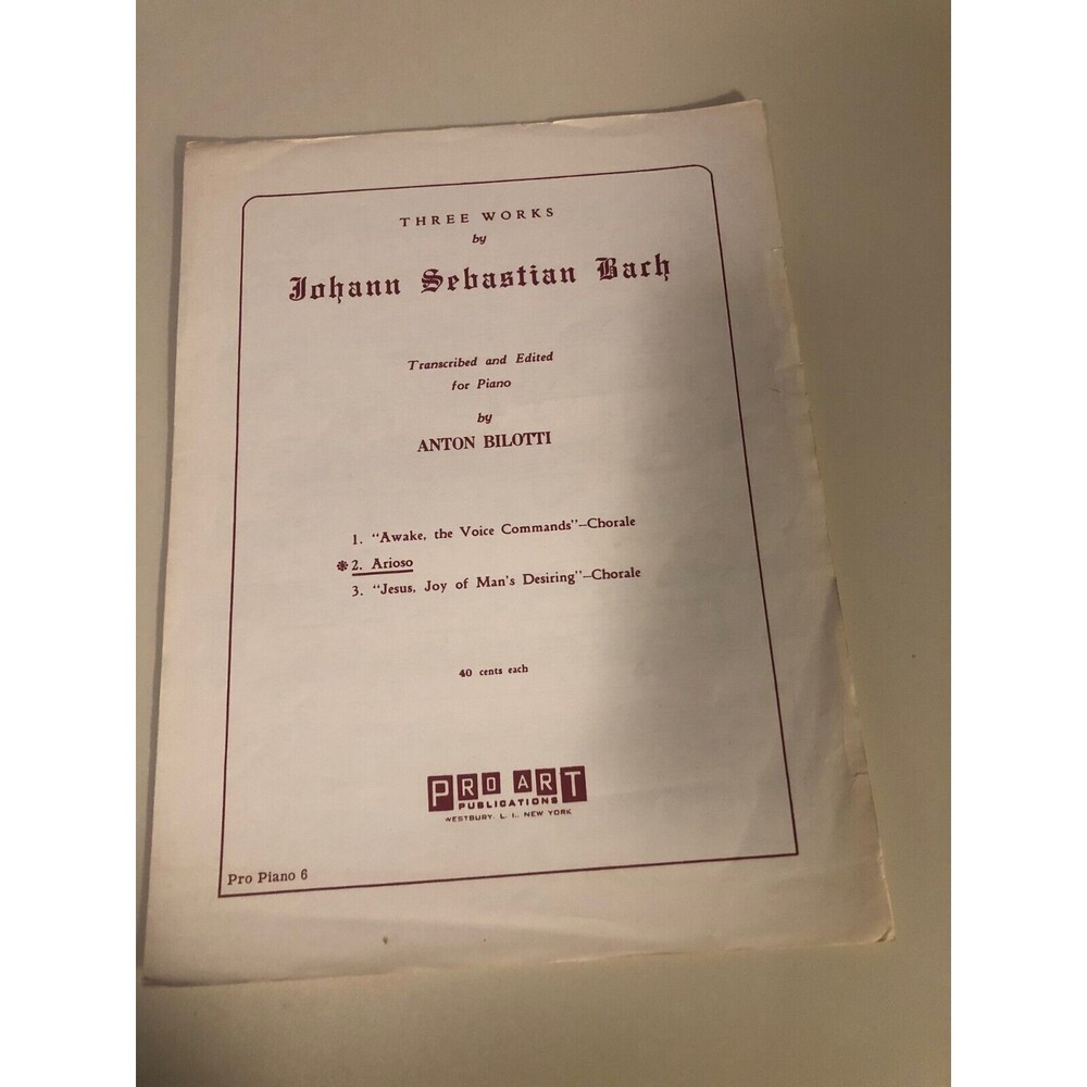 Three Works by Johann Sebastian Bach Sheet Music Vintage for Piano